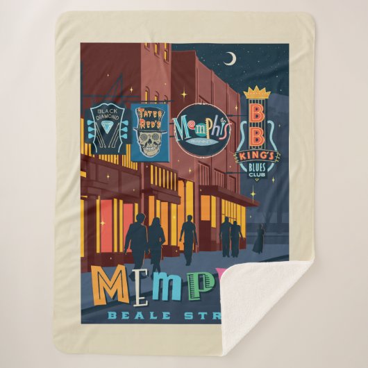 Memphis | Beale Street Neon Sherpadecke (Vorderseite)