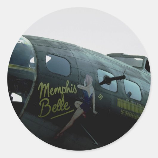 Memphis Belle, Nase Art Runder Aufkleber (Vorderseite)