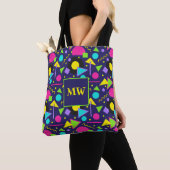 Memphis Blue Geometric Shapes 80er Monogram Tasche (Von Nahem)