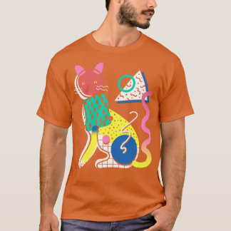 Memphis Cat Design T-Shirt