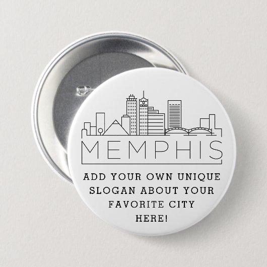 Memphis City Skyline | Schaltfläche "Benutzerdefin Button (Vorne & Hinten)