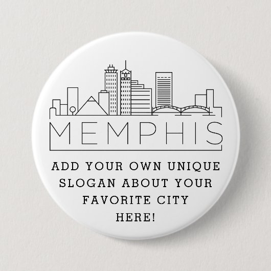 Memphis City Skyline | Schaltfläche "Benutzerdefin Button (Vorderseite)