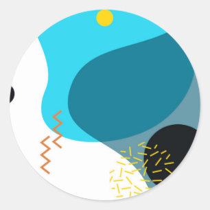 Memphis, cool, trendig, urbane, moderne Illustrati Runder Aufkleber