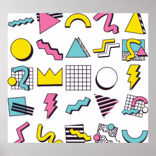 Memphis der 90er Jahre: Pop Design Elements. Poster