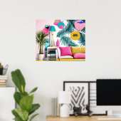 Memphis-Design-Party im Wohnzimmer Poster (Heimbüro)