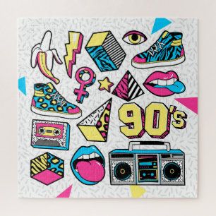 Memphis Fashion: 80er-90s Abzeichen Mix. Puzzle