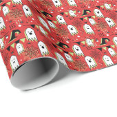 Memphis Geist: Halloween geometrisches Muster. Geschenkpapier (Rolleneckpunkt)