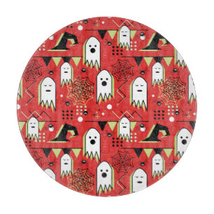 Memphis Geist: Halloween geometrisches Muster. Schneidebrett