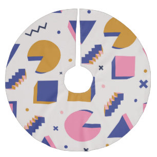 Memphis-Geometrie: Nahtloses 90er-Jahre-Mode-Muste Polyester Weihnachtsbaumdecke