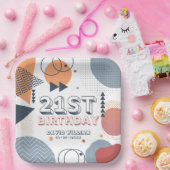 Memphis Geometrische Formen 21. Geburtstag Pappteller (Party)