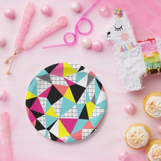 Memphis, geometrische Formen Pappteller (Party)