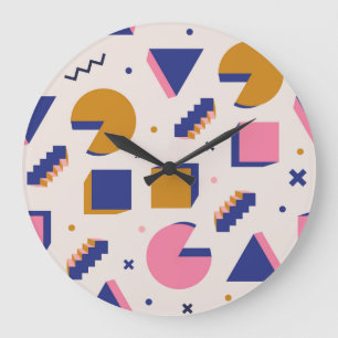 Memphis Geometry: Mode der 90er-Jahre nahtlos Große Wanduhr