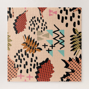 Memphis Herbst: Geometrisches Blätter-Muster Puzzle