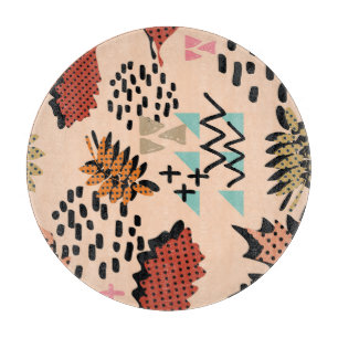 Memphis Herbst: Geometrisches Blätter-Muster Schneidebrett