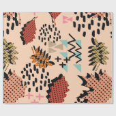 Memphis Herbstlaub und Blätter mit Geomet Geschenkpapier (Flach)