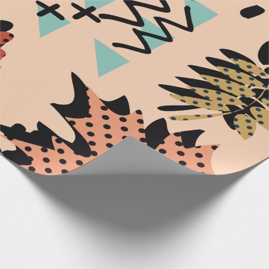 Memphis Herbstlaub und Blätter mit Geomet Geschenkpapier (Ecke)