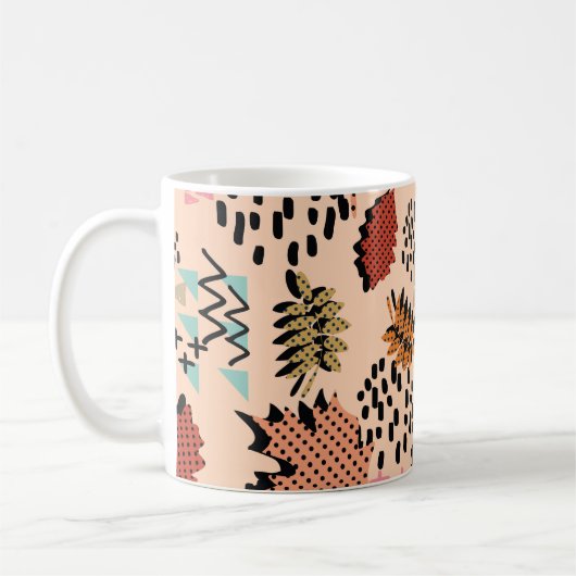 Memphis Herbstlaub und Blätter mit Geomet Kaffeetasse (Links)