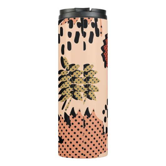Memphis Herbstlaub und Blätter mit Geomet Thermosbecher (Rückseite)
