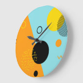 Memphis, Hipster, trendy, coole Illustrationskunst Große Wanduhr (Winkel)