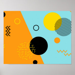 Memphis, Hipster, trendy, coole Illustrationskunst Poster