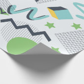 Memphis-Inspirierte Geometrie mit Grün und Gelb Geschenkpapier (Ecke)