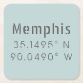 Memphis Latitude Longitude Rechteckiger Pappuntersetzer (Vorderseite)