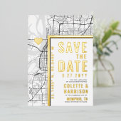 Memphis Liebe Locator | Hochzeitsstichtag speicher Folieneinladung (Stehend vorne)