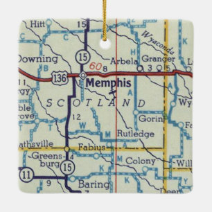 Memphis MO Vintag Map Keramikornament
