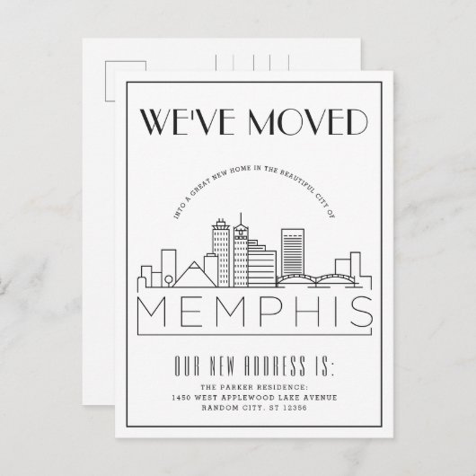 Memphis Moderner Deko | Änderung der Anschrift Ankündigungspostkarte (Vorne/Hinten)