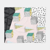 Memphis-Muster mit geometrischer, raster, gestreif Fleecedecke (Vorderseite (Horizontal))