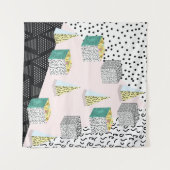 Memphis-Muster mit geometrischer, raster, gestreif Wandteppich (Vorderseite (Horizontal))