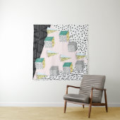 Memphis-Muster mit geometrischer, raster, gestreif Wandteppich (Beispiel (Horizontal))