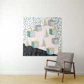 Memphis-Muster mit geometrischer, raster, gestreif Wandteppich (Beispiel)