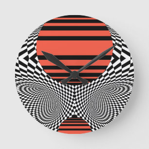 Memphis OpArt Runde Wanduhr