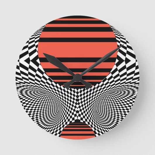 Memphis OpArt Runde Wanduhr (Vorderseite)
