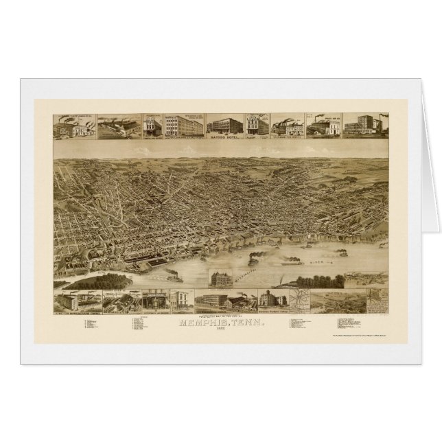 Memphis, panoramische Karte TN - 1887 (Vorderseite (Horizontal))