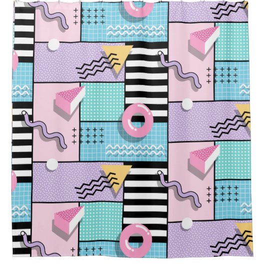 Memphis Party Duschvorhang (Vorderseite)