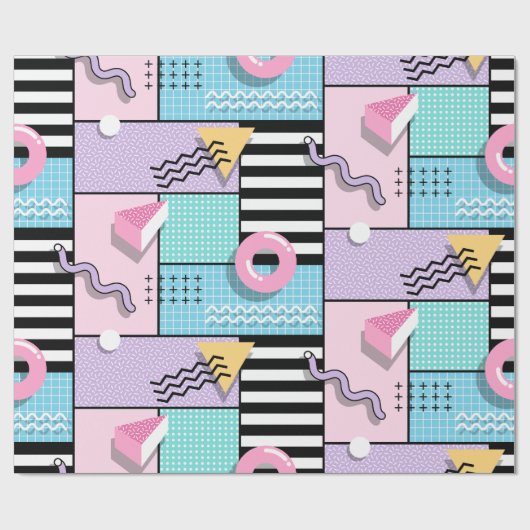 Memphis Party Geschenkpapier (Flach)