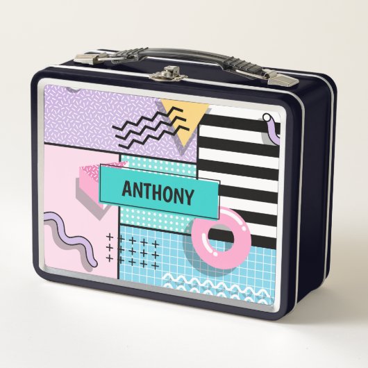 Memphis Party Metall Brotdose (Vorderseite)