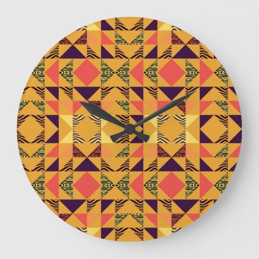 Memphis Pastel Triangle Abstraktes Muster. Große Wanduhr (Vorderseite)