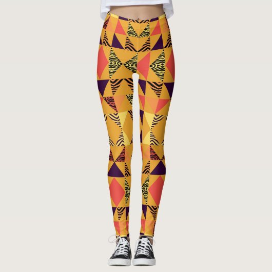 Memphis Pastel Triangle Abstraktes Muster. Leggings (Vorderseite)