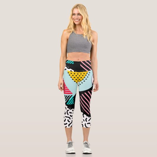 Memphis Pattern Capri Leggings (Vorderseite)