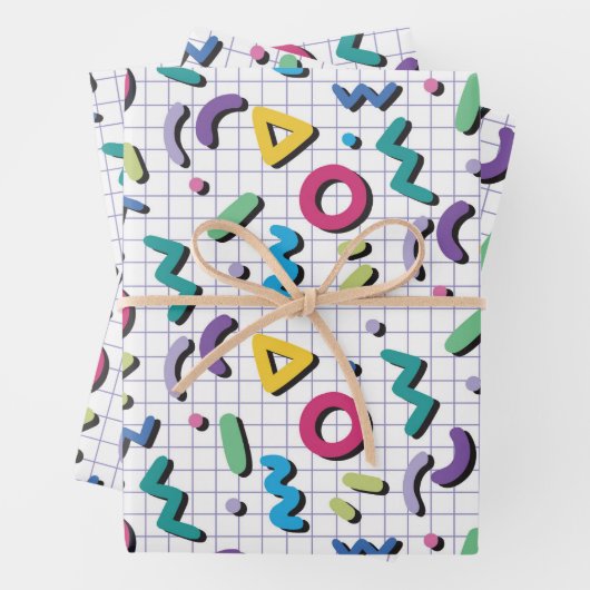 Memphis Pattern Geschenkpapier Set (Beispiel)