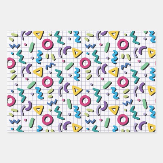Memphis Pattern Geschenkpapier Set (Vorderseite)
