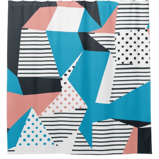 Memphis Pattern: Minimalistischer Abstrakter Trend Duschvorhang (Vorderseite)