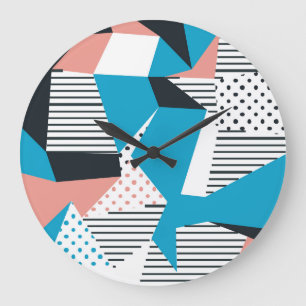 Memphis Pattern: Minimalistischer Abstrakter Trend Große Wanduhr