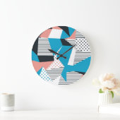 Memphis Pattern: Minimalistischer Abstrakter Trend Große Wanduhr (Zuhause)
