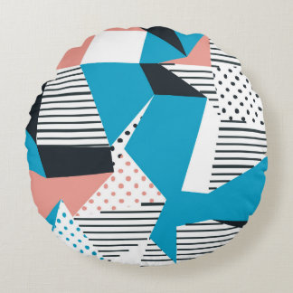 Memphis Pattern: Minimalistischer Abstrakter Trend Rundes Kissen