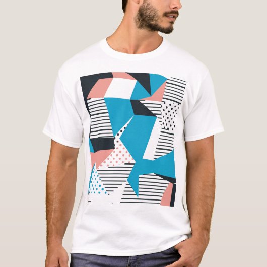 Memphis Pattern: Minimalistischer Abstrakter Trend T-Shirt (Vorderseite)