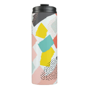 Memphis-Pinselstriche: vintage Muster. Thermosbecher